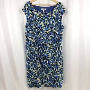 Dress Barn Sheath Dress Women's Plus Size 20 Blue Green Black Stretch Cap Sleeve